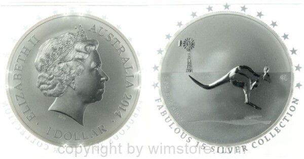 Australien, 1 Dollar 2014, Känguruh, Silber