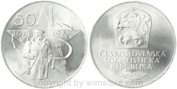 tschechoslowakei, 50 korun 1973, februarputsch, km 78, silber, st (kopie)