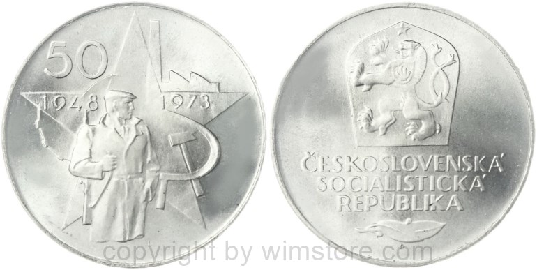 tschechoslowakei, 50 korun 1973, februarputsch, km 78, silber, st (kopie)