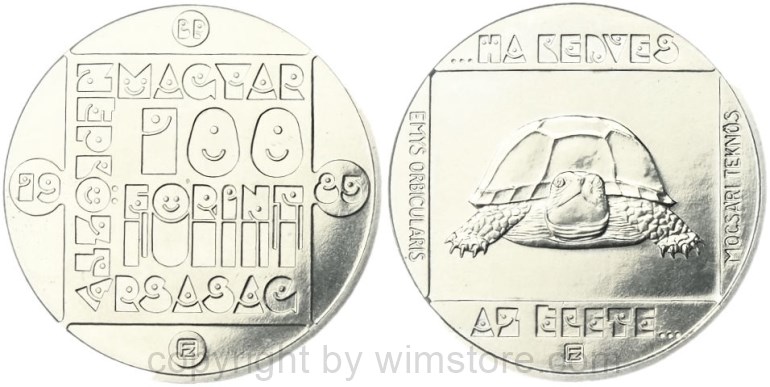 ungarn, 100 forint 1984, weltkongress für forstwesen, km 639, ku/ni/zink (kopie)