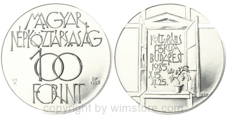 ungarn, 100 forint 1985, fußball wm 1986 in mexiko landkarte, km 647, ku/ni/zink (kopie)