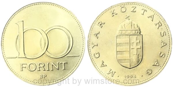 ungarn, 100 forint 1989, fußball wm 1990 in italien wimpeltausch, km 668, ku/ni (kopie)