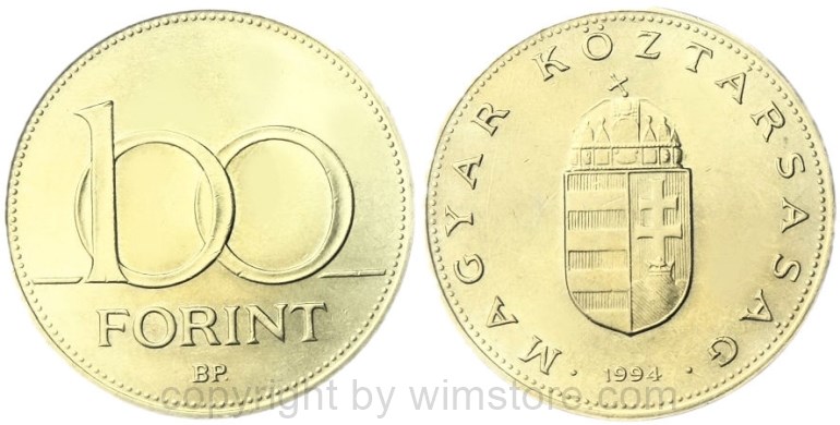 ungarn, 100 forint 1989, fußball wm 1990 in italien wimpeltausch, km 668, ku/ni (kopie)