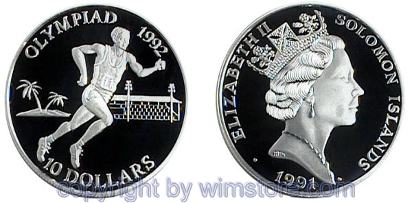 Salomon Inseln, 10 Dollars 1991, Läufer, KM 48, Silber, PP, mit Kapsel