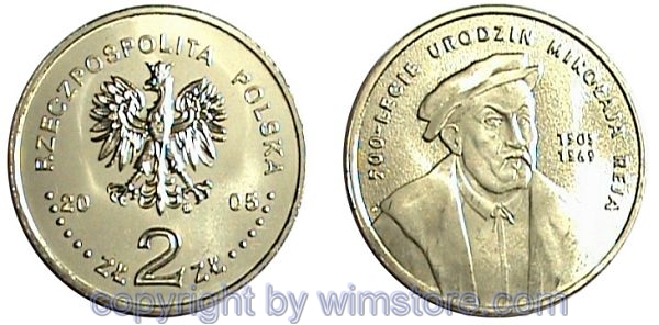 Polen, 2 Zlote 2005, Mikolaj Rej, Y 608, Alu/Bro