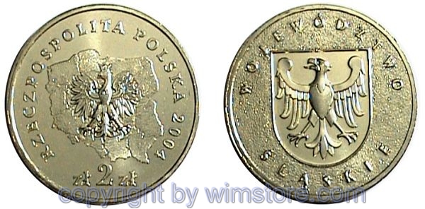 Polen, 2 Zlote 2004, Wappen Oberschlesien, Y 493, Alu/Bro