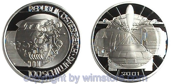 2. Republik, 100 Schilling 2001, Mobilität, KM 3073, Silber/Titan