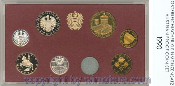 2. Republik, Kursmünzsatz 1990 - 1994, Plastikbox, 8 Werte