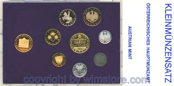 2. Republik, Kursmünzsatz 1980 - 1989, Plastikbox, 8(7) Werte