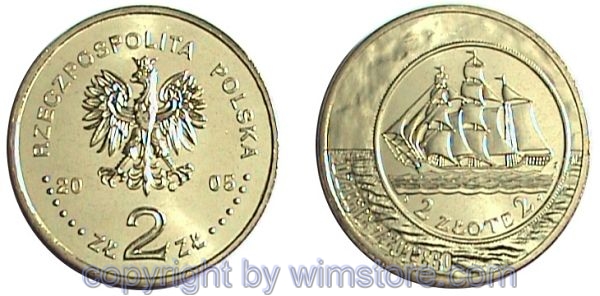Polen, 2 Zlote 2005, Währungsreform, Y 521, Alu/Bro