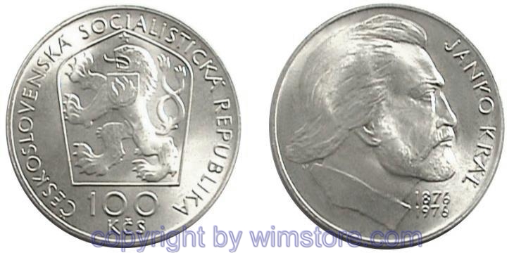 Tschechoslowakei, 100 Korun 1976, Janko Kral, KM 84, Silber