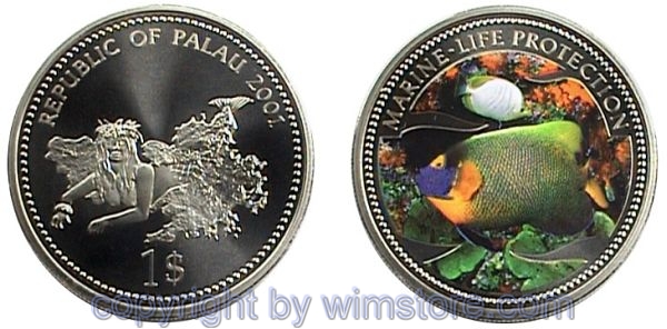 Palau, 1 Dollar 2001, Süßlippenfische, KM 61, Ku/Ni, PP, mit Kapsel