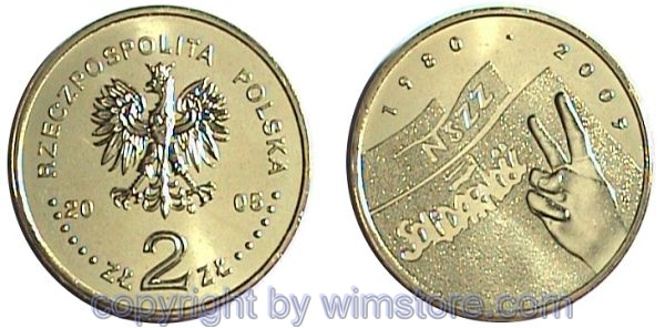 Polen, 2 Zlote 2005, Solidarnosc, Y 565, Alu/Bro
