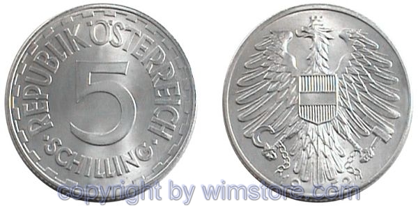 2. Republik, 5 Schilling 1952 und 1957, J 457, Aluminium