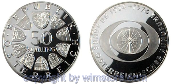 2. Republik, 50 Schilling 1974, ORF, KM 2922, Silber
