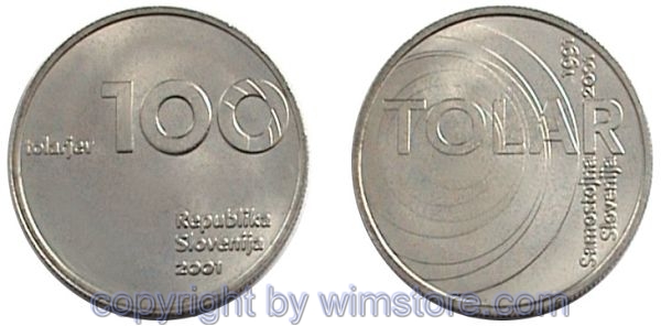 Slowenien, 100 Tolarjev 2001, KM 42, Ku/Ni