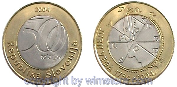 Slowenien, 500 Tolarjev 2004, Jurij Vega, KM 57, Bi-Metall
