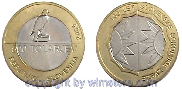Slowenien, 500 Tolarjev 2005, Turnbewegung, KM 63, Bi-Metall