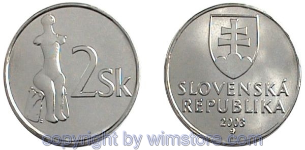 Slowakei, 2 Koruna ab 1993, KM 13, Stahl vernickelt