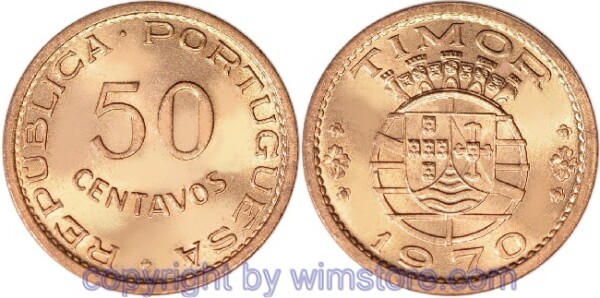 Timor, 50 Centavos 1970, KM 18, Bronze