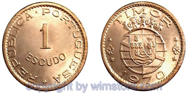 Timor, 1 Escudo 1970, KM 19, Bronze