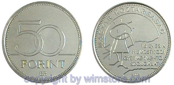 Ungarn, 50 Forint 2005, Kinderzeichnung, KM 780, Ku/Ni