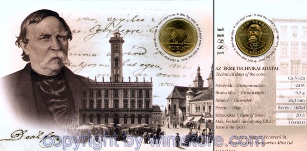 Ungarn, 20 Forint 2003, Ferenc Deak, KM 768, Ni/Me