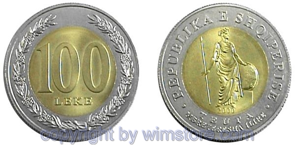 Albanien, 100 Leke 2000, Teuta, Königin der Illyrer, KM 80, Bi-Met, st