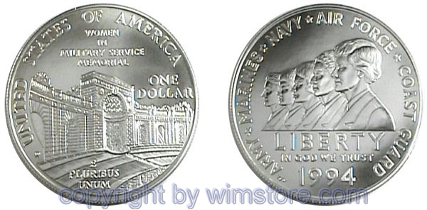 USA, 1 Dollar 1994, Frauen im Wehrdienst, KM 252, Silber
