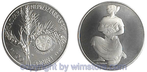 Ungarn, 100 Forint 1981, FAO, KM 621, Nickel