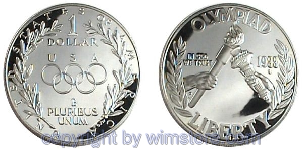 USA, 1 Dollar 1988, Olympiade, Fackeln, KM 222, Silber