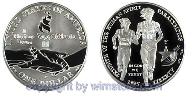USA, 1 Dollar 1995, Blinde Läuferin, KM 259, Silber