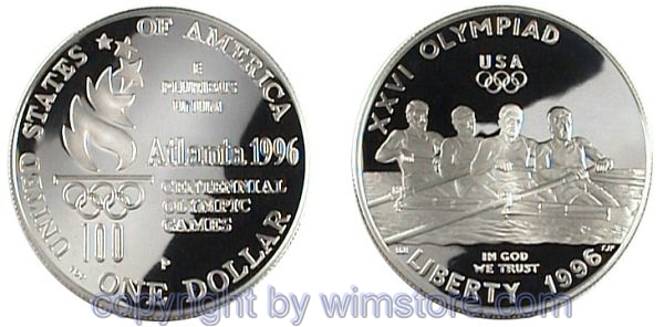 USA, 1 Dollar 1996, Rudern, KM 272, Silber