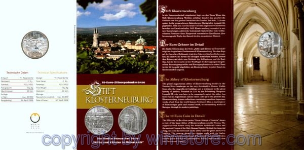 2. Republik, 10 Euro 2008, Stift Klosterneuburg, Silber, hgh, Blister