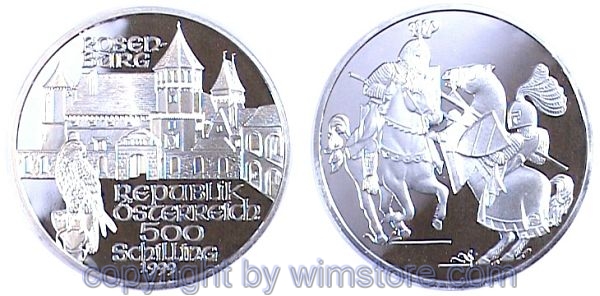 2. Republik, 500 Schilling 1999, Rosenburg, KM 3058, Silber, PP, mit Kapsel, Etui und Zertifikat