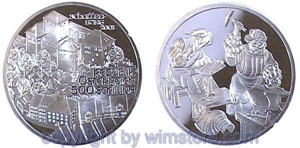 2. Republik, 500 Schilling 2001, Schattenburg, KM 3080, Silber, PP, mit Kapsel, Etui und Zertifikat