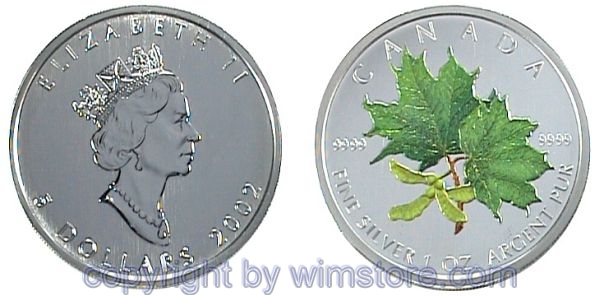 Kanada, 5 Dollars, Maple Leaf 2002, Frühling, KM 505, Silber, st, mit Kapsel