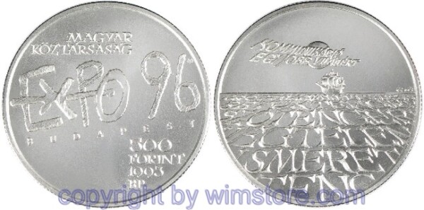 Ungarn, 500 Forint 1993, Geplante Weltausstellung 1996 in Budapest, KM 705, Silber