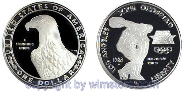 USA, 1 Dollar 1983, Diskuswerfer, KM 209, Silber