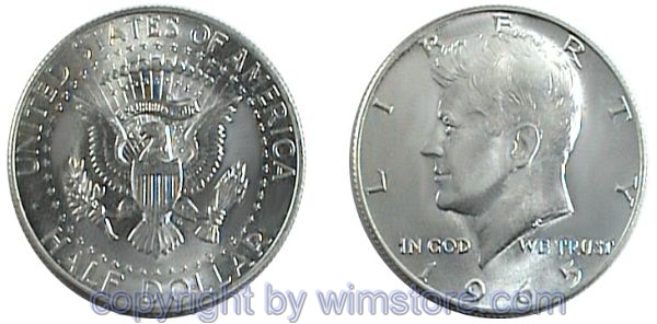 USA, 1/2 Dollar 1965 - 1970, Kennedy, KM 202a, Billon