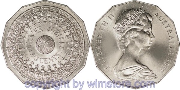 Australien, 50 Cents 1977, Silberjubiläum, KM 70, Ku/Ni
