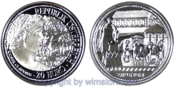 s3903_2 2. Republik, 20 Euro 2010, Virunum, Silber, PP, mit Kapsel