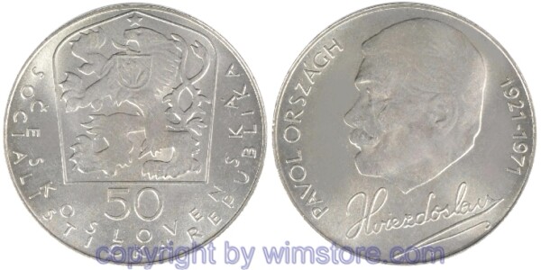 Tschechoslowakei, 50 Korun 1971, Pavol Országh Hviezdoslav, KM 72, Silber