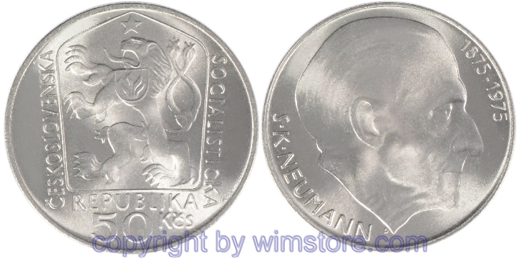Tschechoslowakei, 50 Korun 1975, Stanislav Jostka Neumann, KM 83, Silber