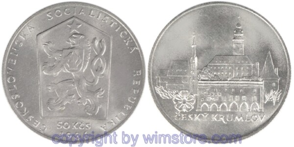 Tschechoslowakei, 50 Korun 1986, Krumlov, KM 126, Silber