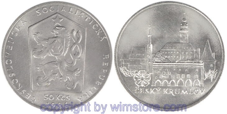 Tschechoslowakei, 50 Korun 1986, Krumlov, KM 126, Silber