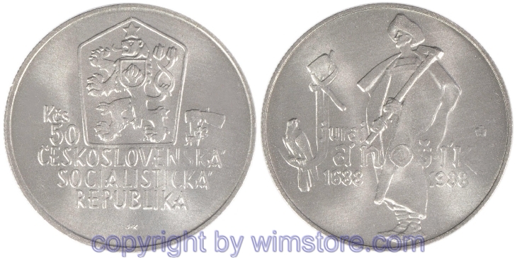 Tschechoslowakei, 50 Korun 1988, Juraj Janosik, KM 129, Silber