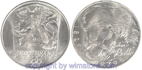 Tschechoslowakei, 100 Korun 1979, Jan Botto, KM 99, Silber