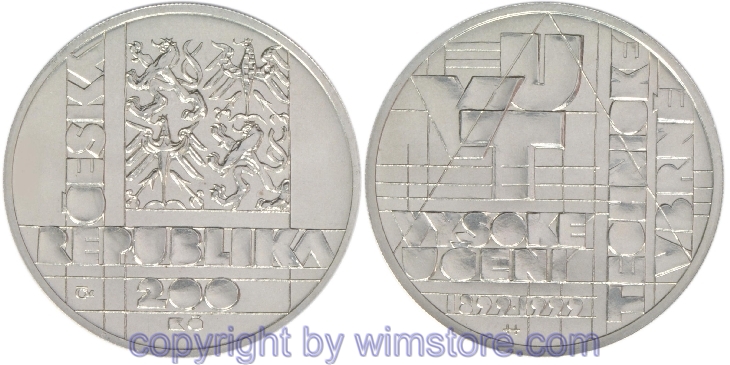 Republik Tschechien, 200 Korun 1999, Technische Hochschule Brünn, KM 36, Silber