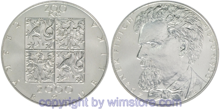 Republik Tschechien, 200 Korun 2000, Zdeněk Fibich, KM 48, Silber